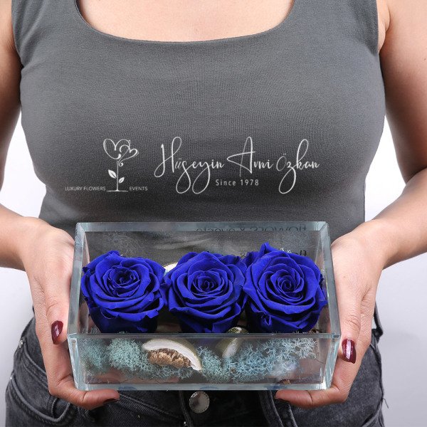 Navy Blue Preserved Roses