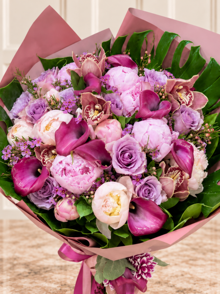 Şakayık, Gala Ve Cymbidium Orkideli Premium Buket