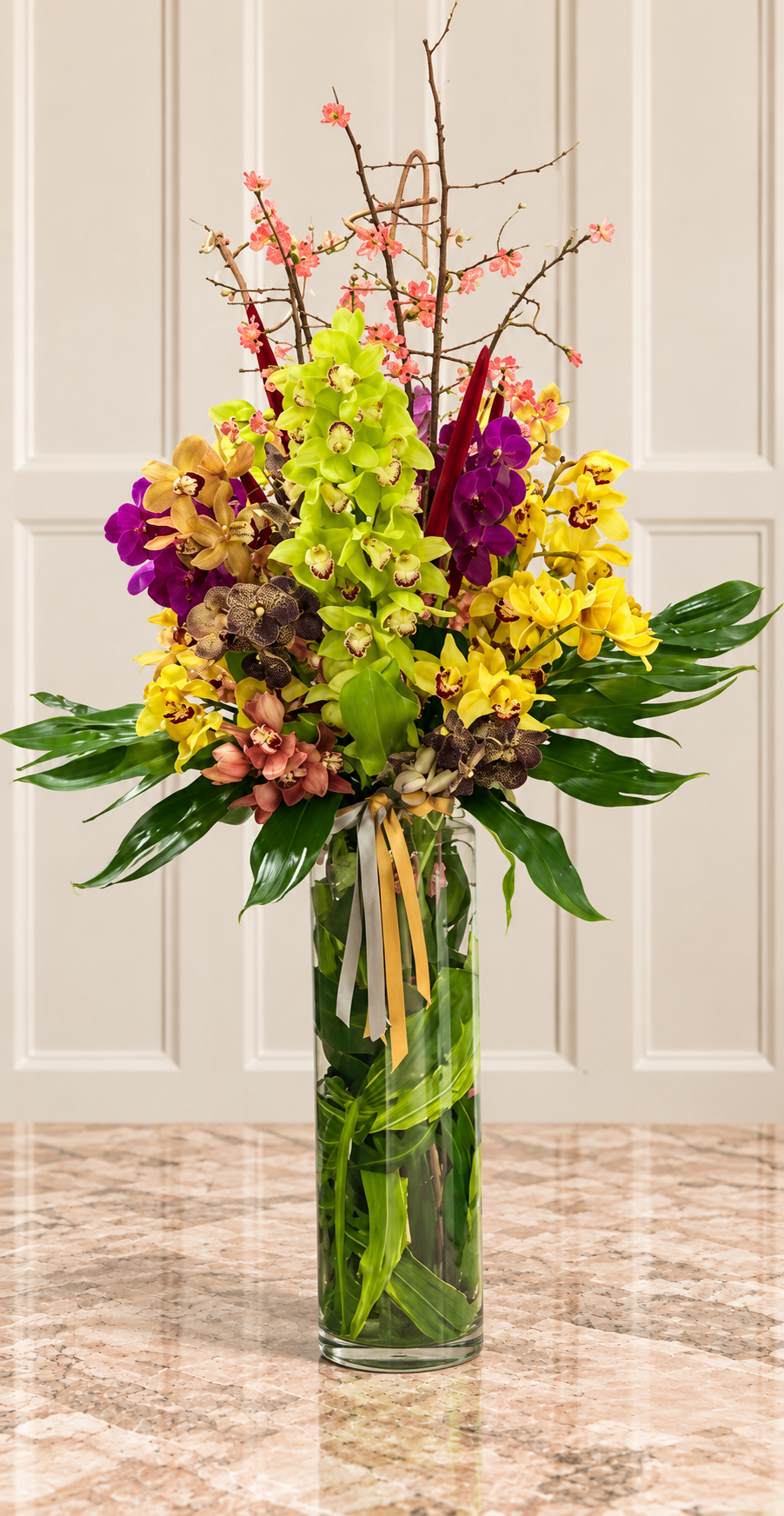 Renkli Cymbidium Orkide Aranjmanı